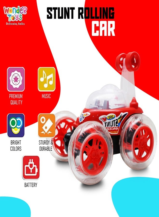 Wonder Remote Control Rotating Rolling Stunt RC Car Toys for Kids Off Road Vehicle Toy Cars Kids Monster Truck Rock Climbing Car Toy 2-10 Year- Red - Image 2